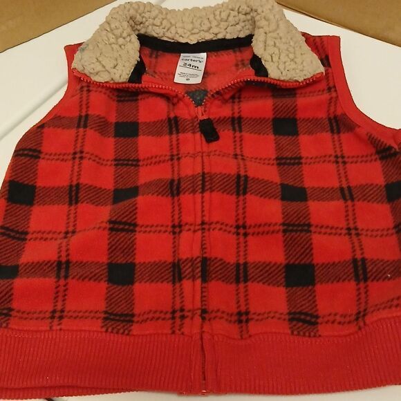 Carter's and George Boys 24M Vests, Red Flannel, Gray/Blue/Red Cardigan style - Picture 2 of 13